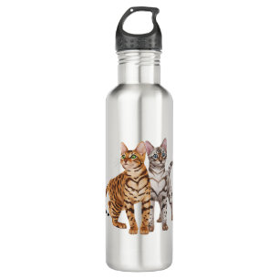 Bengal Cat Buddies Rosette and Snow Bengal Cats Pr 710 Ml Water Bottle
