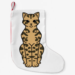 Bengal Cat Cartoon Small Christmas Stocking
