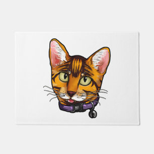 Bengal cat Cats Kitty Cartoon Face Love sweet cute Doormat