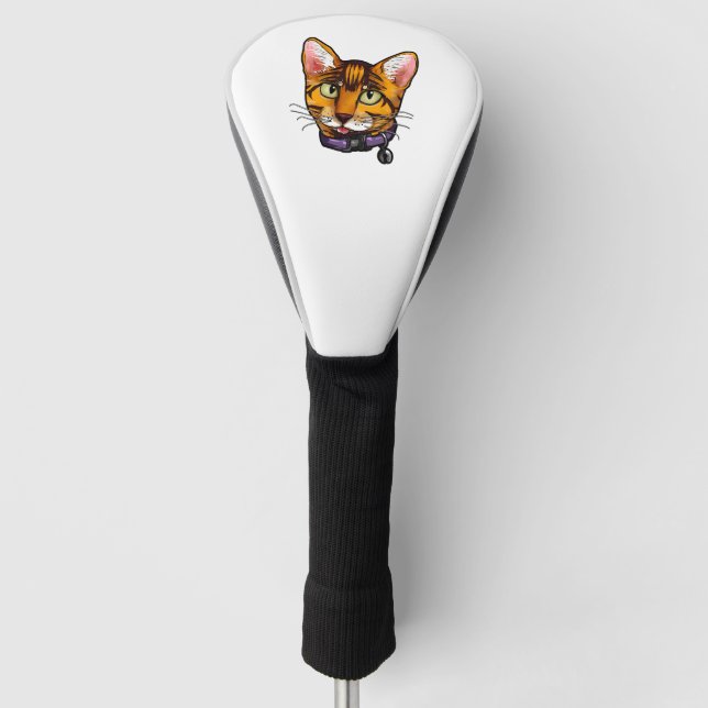 Bengal cat Cats Kitty Cartoon Face Love sweet cute Golf Head Cover (Front)