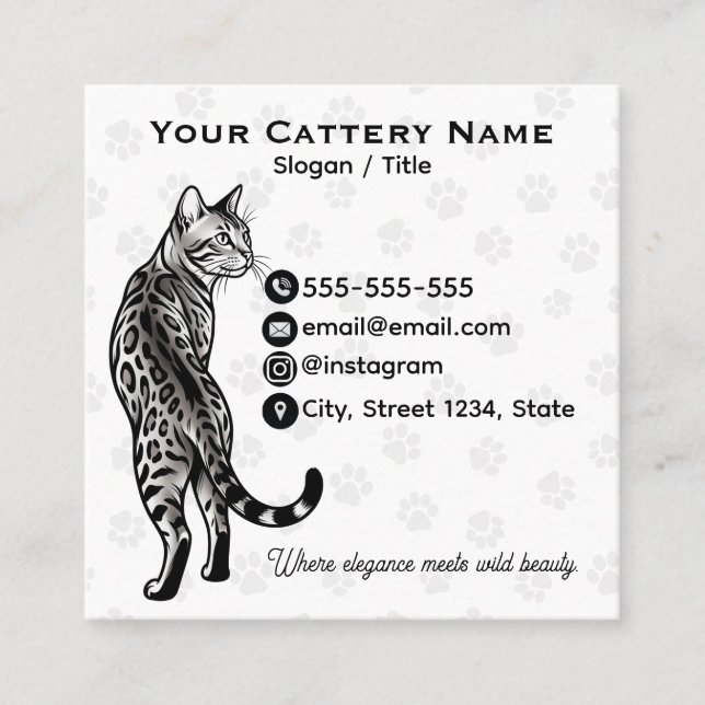 Bengal Cat Cattery Customisable Business Card  (Front)