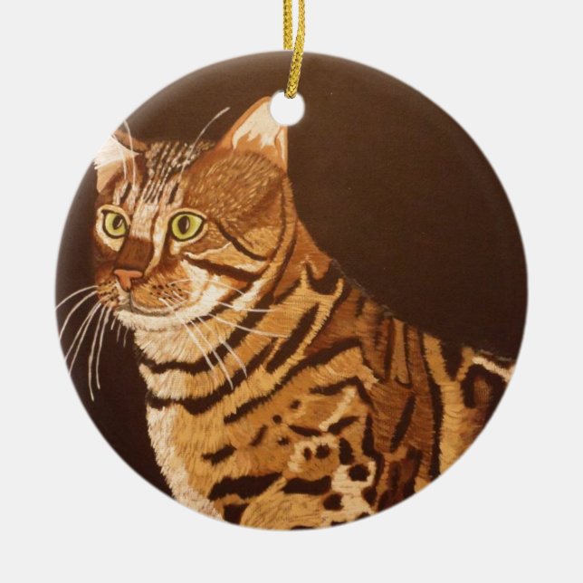 Bengal Cat Ceramic Tree Decoration (Front)