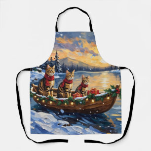 Bengal Cat Christmas Boat Holiday Apron