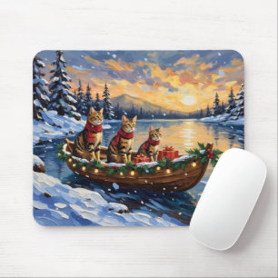 Bengal Cat Christmas Boat Holiday Mouse Mat