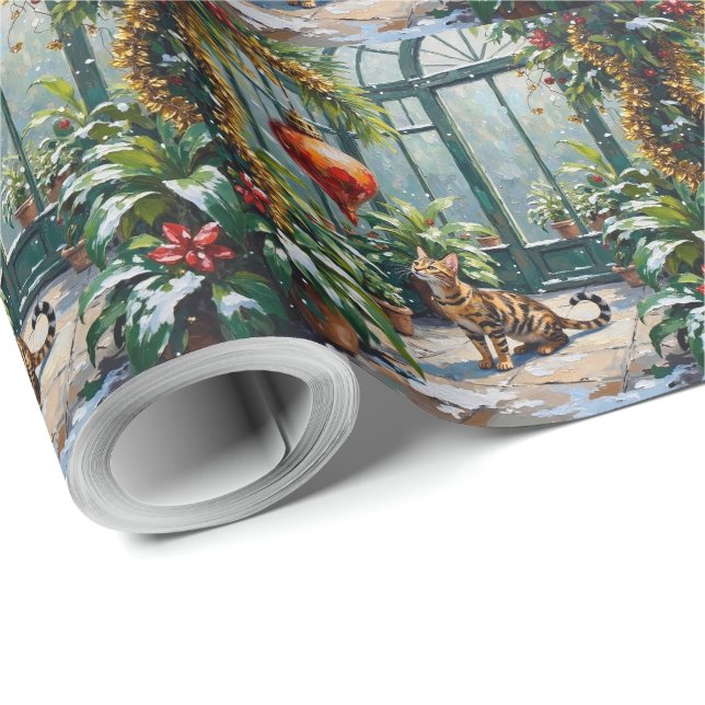 Bengal Cat Christmas Conservatory Jungle Wrapping Paper (Roll Corner)