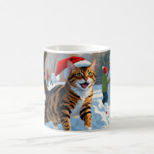 Bengal Cat Christmas Festive Snow Scene Coffee Mug