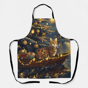 Bengal Cat Christmas Festive Voyage Apron