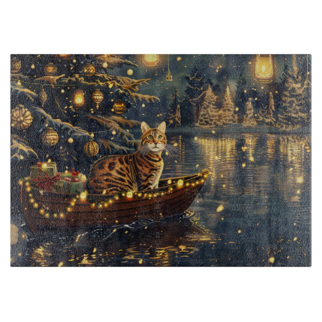Bengal Cat Christmas Festive Voyage Cutting Board (Front)