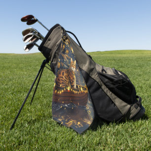 Bengal Cat Christmas Festive Voyage Golf Towel