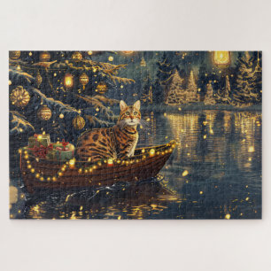 Bengal Cat Christmas Festive Voyage Jigsaw Puzzle