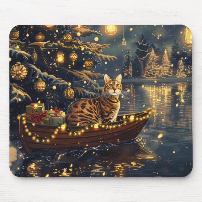 Bengal Cat Christmas Festive Voyage Mouse Mat (Front)