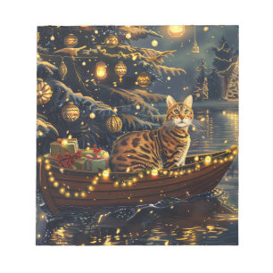 Bengal Cat Christmas Festive Voyage Notepad