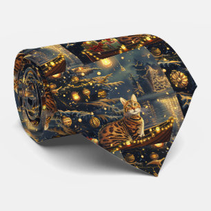 Bengal Cat Christmas Festive Voyage Tie