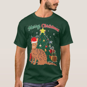 Bengal Cat Christmas Tree Snow Flakes Xmas Present T-Shirt