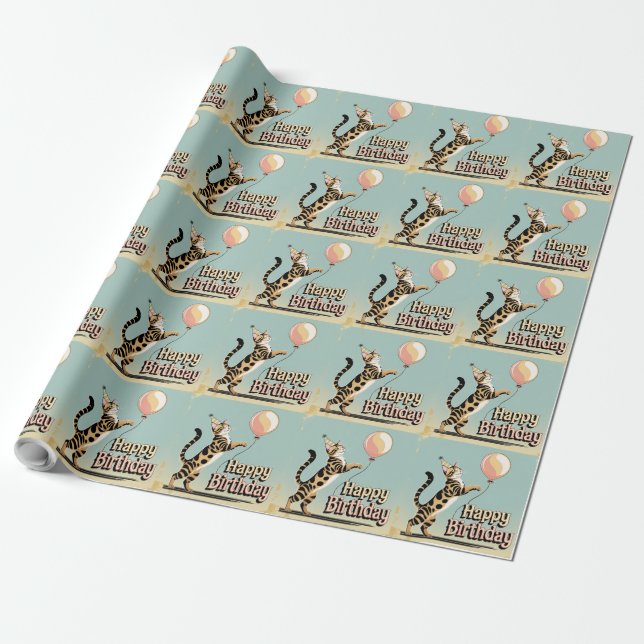 Bengal Cat Colourful  Wrapping Paper (Unrolled)