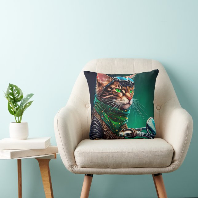 Bengal Cat driving bike St. Patrick's Day Cushion (Chair)