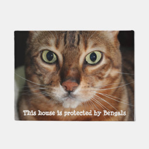 Bengal Cat Face Photograph "house is protected by" Doormat