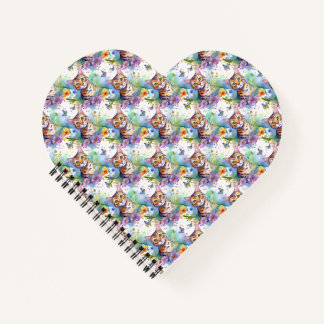 Bengal Cat & Flowers Pattern Notebook