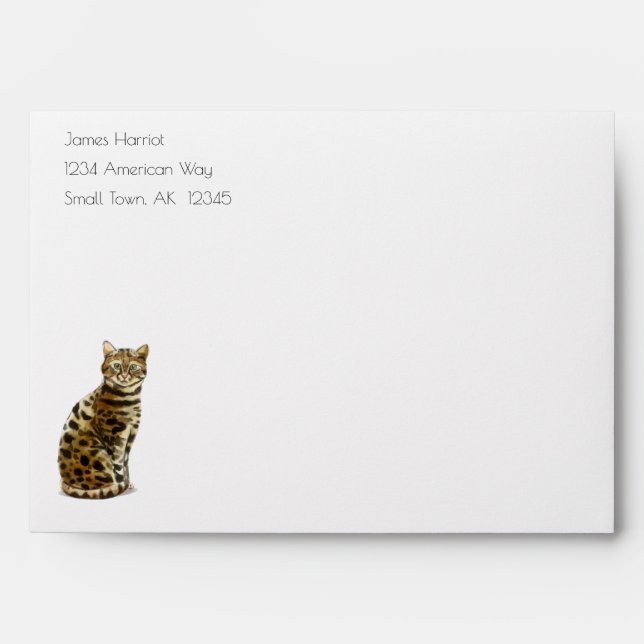 Bengal Cat Happy Birthday Black and Gold Envelope (Front)
