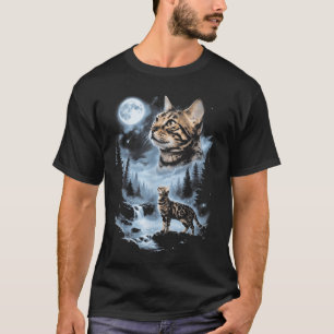 Bengal Cat Howling At The Moon Funny T-Shirt