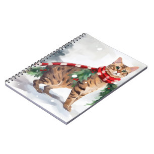 Bengal Cat in Snow Christmas  Notebook