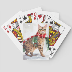 Bengal Cat in Snow Christmas  Playing Cards
