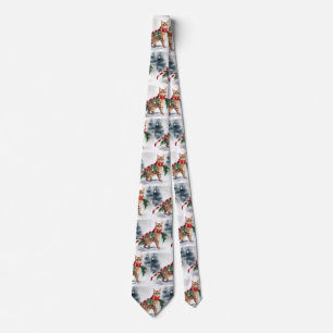 Bengal Cat in Snow Christmas  Tie