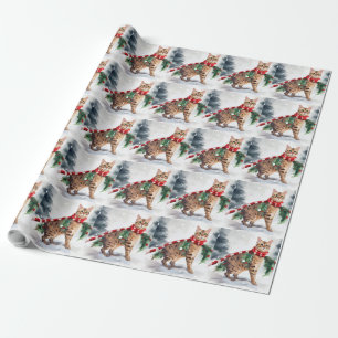 Bengal Cat in Snow Christmas Wrapping Paper