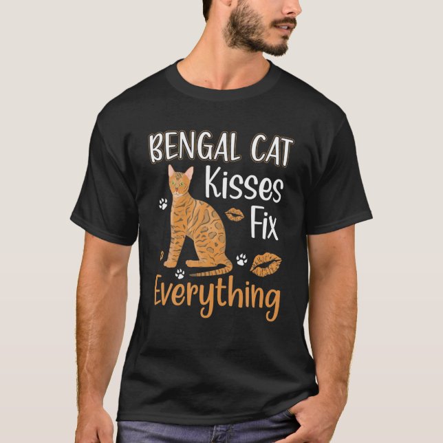 Bengal Cat Kisses Fix Everything Kitty Leopard Ski T-Shirt (Front)