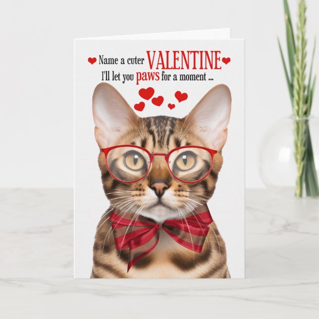 Bengal Cat Lover Feline Humour Valentine's Day Holiday Card (Front)