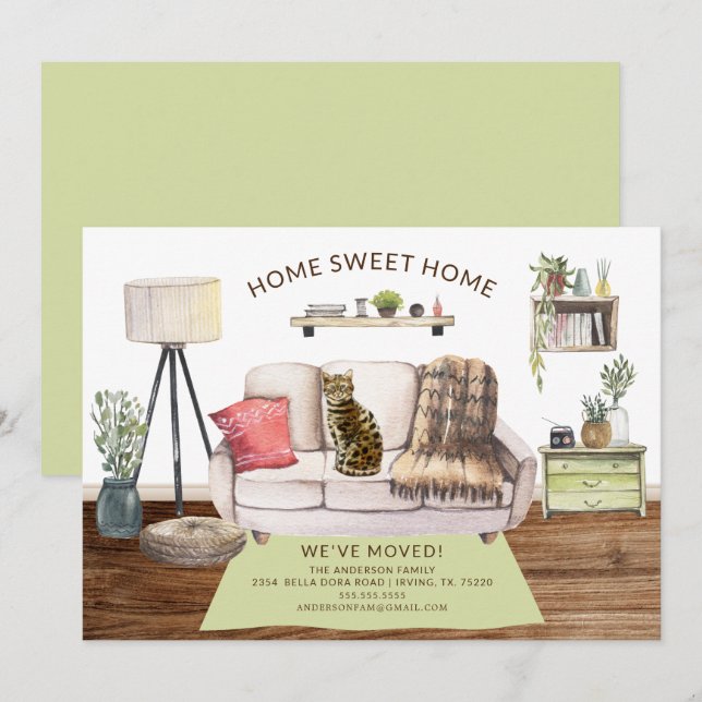 Bengal Cat Moving Announcement (Front/Back)