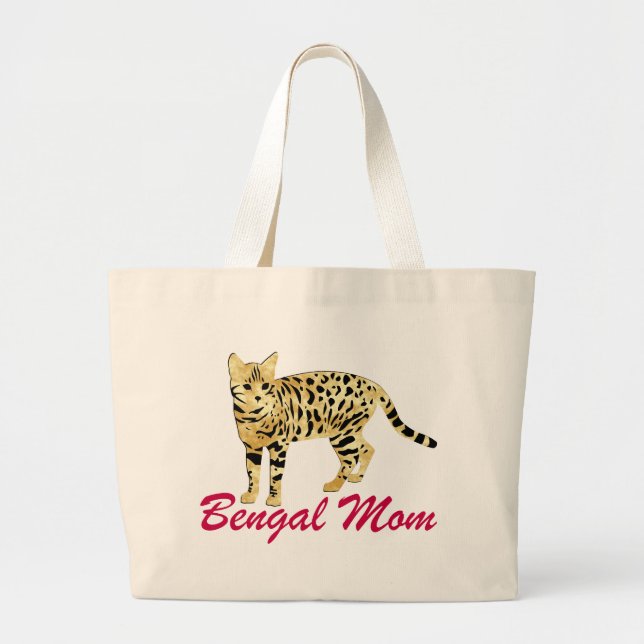 Bengal Cat Mum Large Tote Bag (Front)