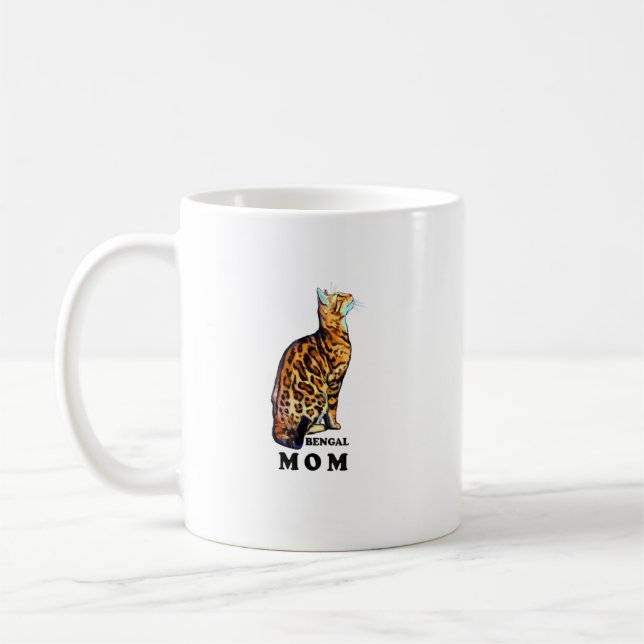 Bengal Cat Mum Shirt   Domestic Rosetted Brown Ben Coffee Mug (Left)