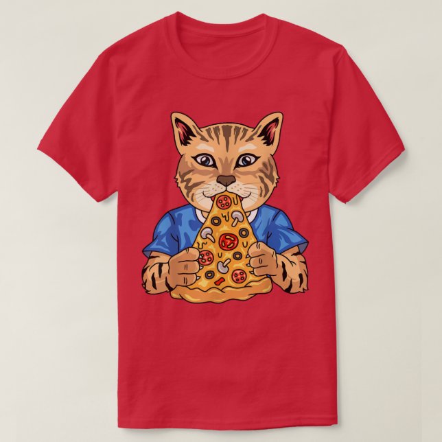 Bengal Cat Pizza  T-Shirt (Design Front)