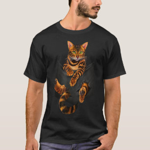 Bengal Cat Pocket Ripper Pocket Bengal Lover T-Shirt