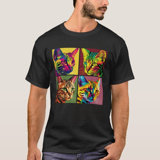 Bengal Cat Pop Illustration Colorful Animal Women  T-Shirt (Front)
