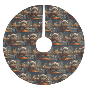 Bengal Cat Roller Coaster Christmas Brushed Polyester Tree Skirt