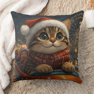 Bengal Cat Roller Coaster Christmas Cushion