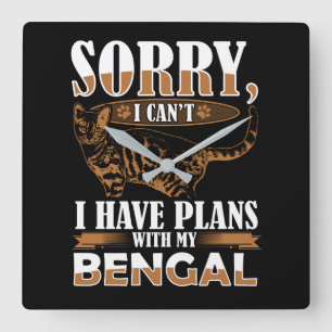 Bengal Cat Square Wall Clock