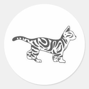 Bengal cat standing - Choose background colour Classic Round Sticker