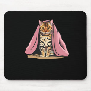 Bengal Cat Under A Pink Blanket Sticker Mouse Mat