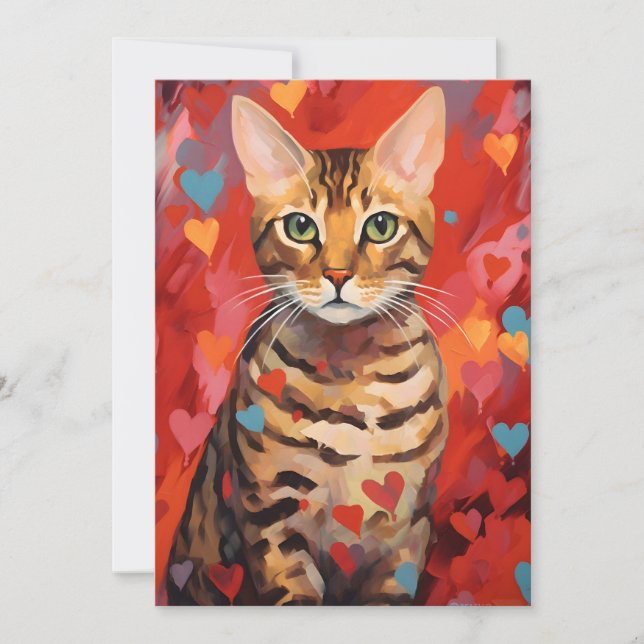 Bengal cat Valentine's day  Holiday Card (Front)