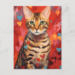 Bengal cat Valentine's day  Postcard