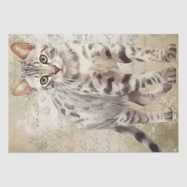 Bengal Cat Watercolor Tissue Paper (Front)