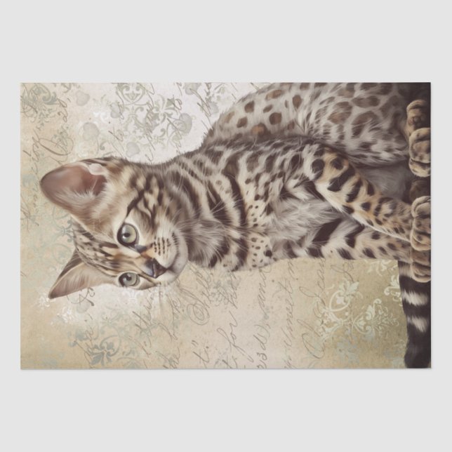 Bengal Cat Watercolor Tissue Paper (Front)