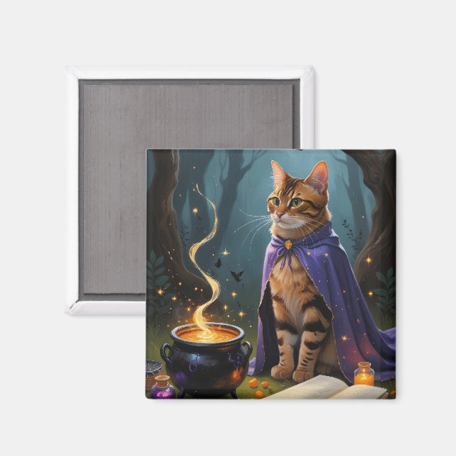 Bengal Cat Whimsical Halloween Painting  Magnet (Front/Back)
