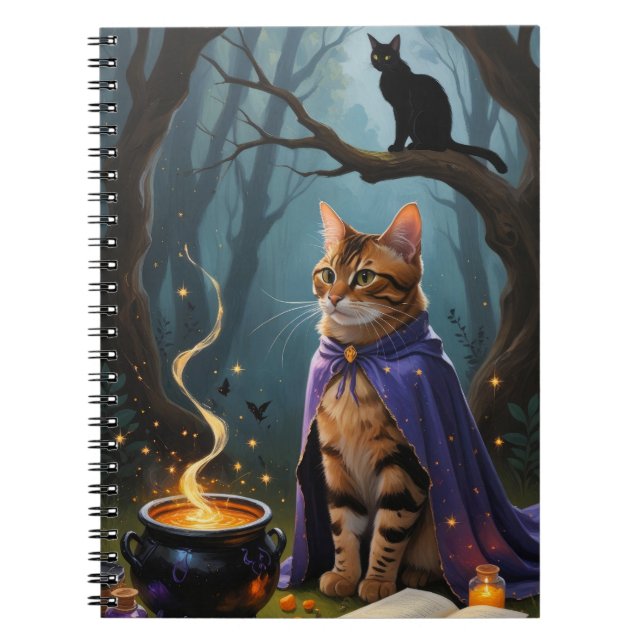 Bengal Cat Whimsical Halloween Painting  Notebook (Front)