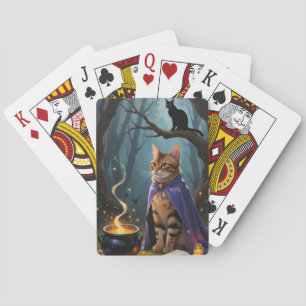 Bengal Cat Whimsical Halloween Painting  Playing Cards
