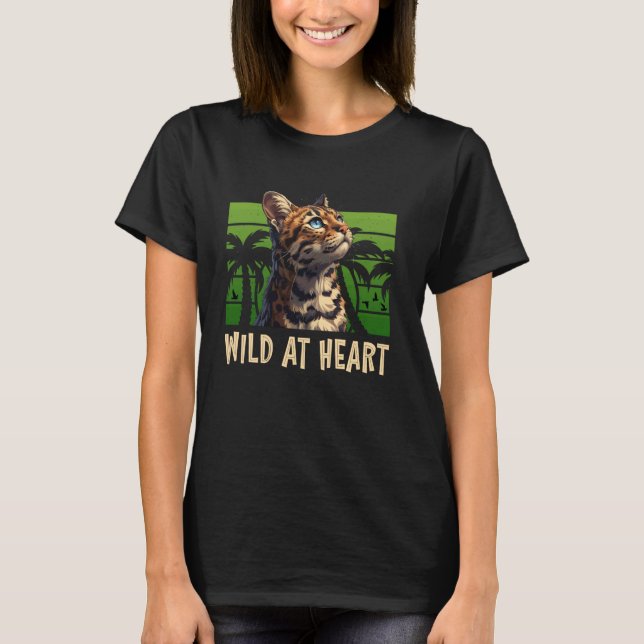 BENGAL CAT WILD AT HEART Funny Bengal Cats Owner T-Shirt (Front)