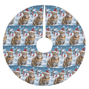 Bengal Cat Winter Wonderland Christmas Joy Brushed Polyester Tree Skirt